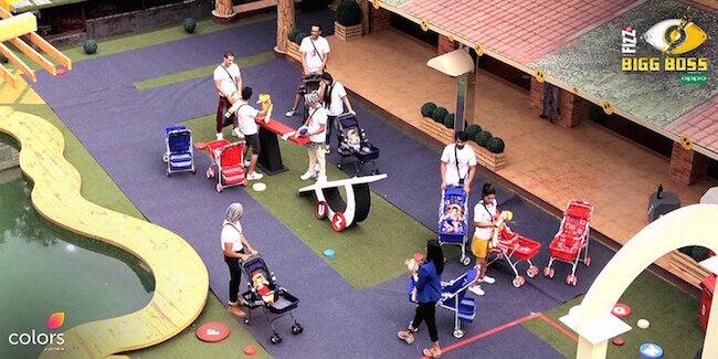 The ongoing captaincy task 'BB Daycare' turned the housemates into baby sitters who had look after their dolls sitting in their prams and each of these dolls were actually the other housemate they had to baby sit. The doll of the winning babysitter would become the next captain of the house. 