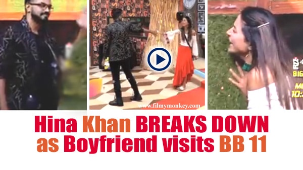 Bigg Boss 11: VIDEO! Hina Khan breaks down meeting boyfriend Rocky Jaiswal during Statue Task! Bigg Boss 11: VIDEO! Hina Khan breaks down meeting boyfriend Rocky Jaiswal during Statue Task!