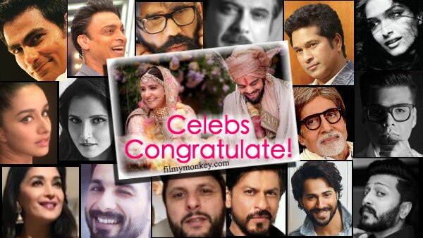 Bollywood & Sports stars congratulate Virat Kohli & Anushka Sharma on their Wedding! Bollywood & Sports stars congratulate Virat Kohli & Anushka Sharma on their Wedding!