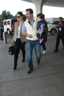 PICS: Saif Ali Khan, Kareena Kapoor leave for Delhi with baby Taimur for his 1st birthday celebrations!