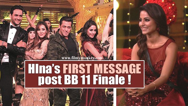 Hina Khan FINALLY posts her FIRST MESSAGE for FANS post Bigg Boss 11 grand finale! Hina Khan FINALLY posts her FIRST MESSAGE for FANS post Bigg Boss 11 grand finale!