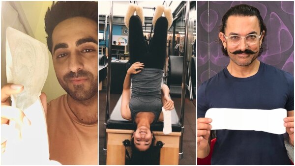 #PadManChallenge: Bollywood Stars Aamir, Alia, Akshay & others pose with a sanitary napkin! #PadManChallenge: Bollywood Stars Aamir, Alia, Akshay & others pose with a sanitary napkin!