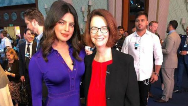 Priyanka Chopra poses with former Australian Prime Minister Julia Gillard Priyanka Chopra poses with former Australian Prime Minister Julia Gillard