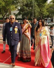 IN PICS: Boney Kapoor gets TEARY-EYED on receiving Sridevi’s National Award with daughters Janhvi & Khushi!