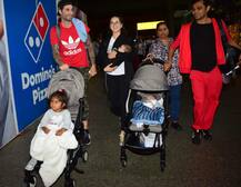 IN PICS: Sunny Leone spotted with NEWBORN TWIN BOYS for the first time since their birth along with daughter Nisha and hubby Daniel Weber!