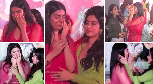 Khushi Kapoor breaks down to tears at sister Janhvi's 'Dhadak' movie trailer launch as cousin Shanaya consoles her! VIDEO INSIDE Khushi Kapoor breaks down to tears at sister Janhvi's 'Dhadak' movie trailer launch as cousin Shanaya consoles her! VIDEO INSIDE