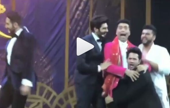 IIFA ROCKS 2018: Arjun Kapoor, Varun Dhawan, Ayushmann tease Karan Johar with ‘laal dupatte vali’ dance IIFA ROCKS 2018: Arjun Kapoor, Varun Dhawan, Ayushmann tease Karan Johar with ‘laal dupatte vali’ dance