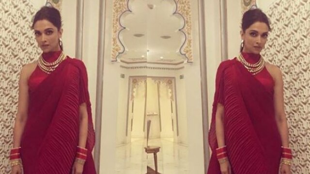 Deepika Padukone stuns in a red saree at Isha Ambani's pre-wedding bash in Udaipur (SEE PICS) PICS: Deepika Padukone stuns in a red saree at Isha Ambani's pre-wedding bash!