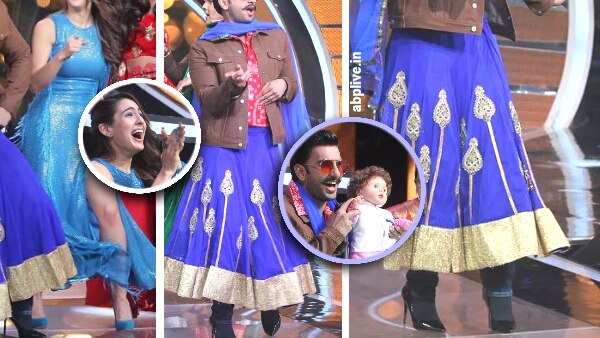 Finally Ranveer Singh returns to his 'ghaghra love'; Catwalks wearing one with high heels at 'Sa Re Ga Ma Pa' promotion! Ranveer Singh returns to his 'ghaghra love'; Catwalks wearing one with high heels at 'Sa Re Ga Ma Pa' promotion!