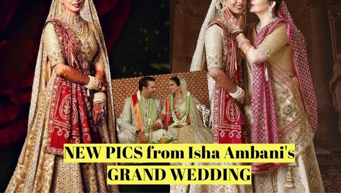 Mukesh Ambani's daughter Isha Ambani looks stunning in her new wedding pics The breathtaking bride! Isha Ambani looks dazzling in first formal portrait shared from her BIG FAT WEDDING!