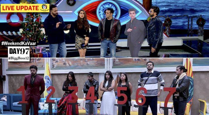 Bigg Boss 12 Weekend Ka Vaar Day 97 Live Updates: Team Simmba- Ranveer, Sara and Rohit Shetty lit up the stage with Salman Khan but who will get evicted this week? Bigg Boss 12 Weekend Ka Vaar Day 97 Live Updates: Team Simmba- Ranveer, Sara and Rohit Shetty lit up the stage with Salman Khan but who will get evicted this week? Bigg Boss 12 Weekend Ka Vaar Day 97 Live Updates: Team Simmba- Ranveer, Sara and Rohit Shetty lit up the stage with Salman Khan but who will get evicted this week?