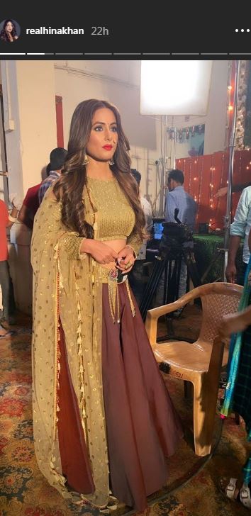 Hina Khan aka 'Komolika' finally re-starts shooting for 'Kasautii Zindagii Kay 2'; shares pics from the sets!