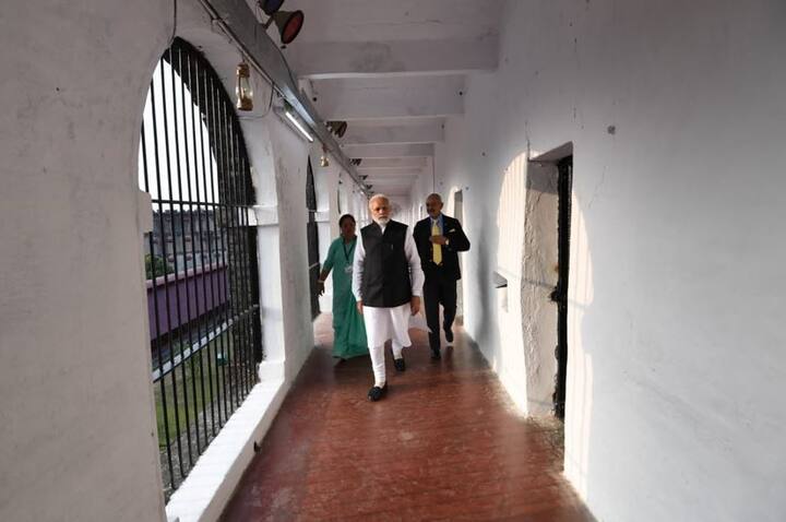 Modi also visited the gallows, where there were arrangements to hang three prisoners at one go. PIB Photo