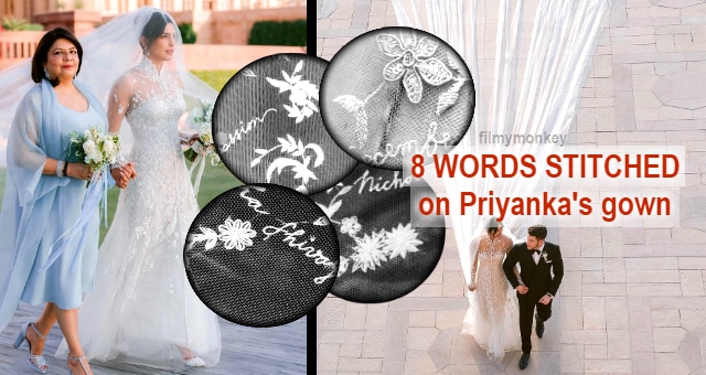 New videos reveal Priyanka Chopra's Wedding gown by Ralph Lauren had 8 words stitched in it like Nick Jonas' actual name 'Nicholas Jerry Jonas', 'Om Namah Shivay', 'Compassion, '1st December 2018'! New Videos: Priyanka Chopra got 8 words stitched in her christian Wedding gown.. 'Nicholas Jerry Jonas', 'Om Namaha Shivay & more..!