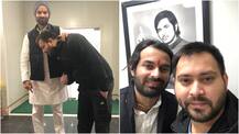 PICTURES: Amid Rumors of Rift in Lalu Yadav Family, Tejashwi Yadav Meets Tej Pratap After 2 Months; Touches His Feet
