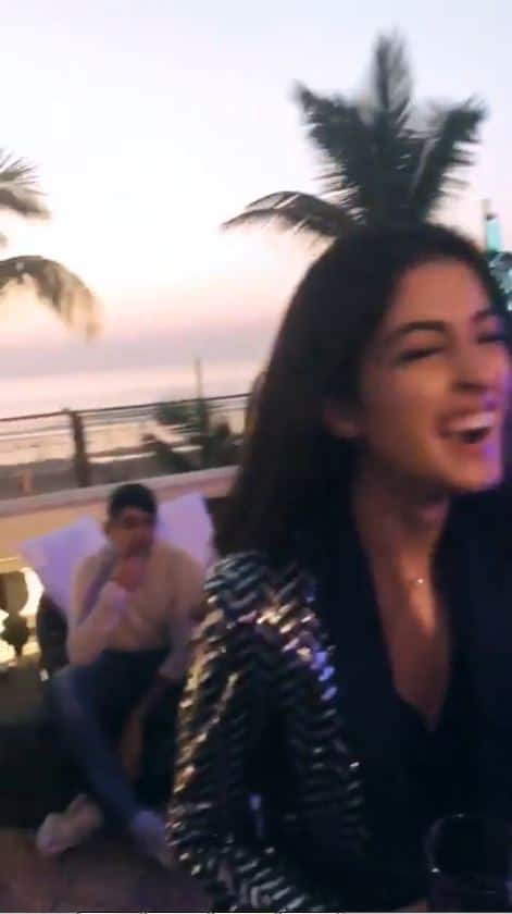 Navya Nanda having a blast at the party.