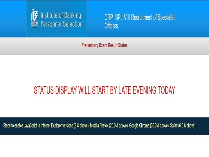 IBPS SO Result 2019: Prelims result link live at ibps.in, Scores by late evening IBPS SO Result 2019: Prelims result link live, Scores by late evening