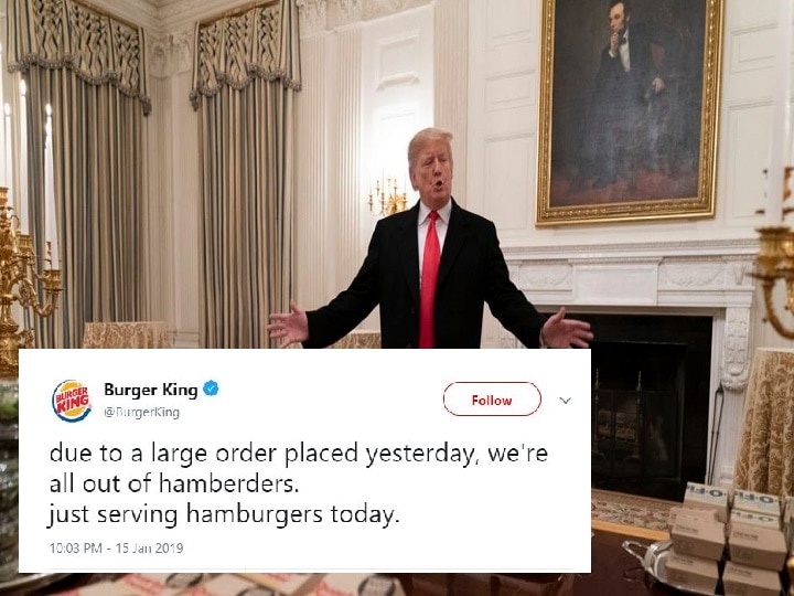 Donald Trump trolled by 'Burger King' over his 