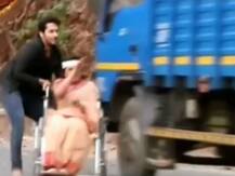 SHOCKING VIDEO! TV actor Namish Taneja saves his co-star from being run over by a truck!