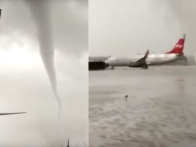 WATCH: Buses turn, aircrafts get blown away as massive tornado strikes Turkish airport WATCH: Buses turn, aircrafts get blown away as massive tornado strikes Turkish airport, video viral