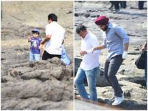 PICS: Baby Taimur visits Bandstand to see papa Saif shooting for Sacred Games 2!