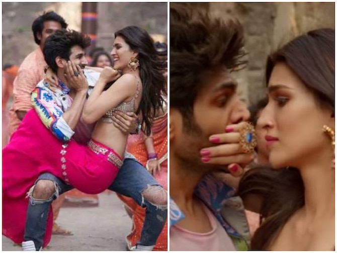 Sunanda Sharma Xnxx Videos - Poster Lagwa Do' Song: Kartik Aaryan, Kriti Sanon Sizzle In Reprised  Version Of 90s Hit Track In 'Luka Chuppi'! Watch Video!