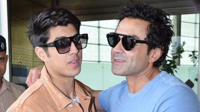 Aryaman with dad Bobby Deol