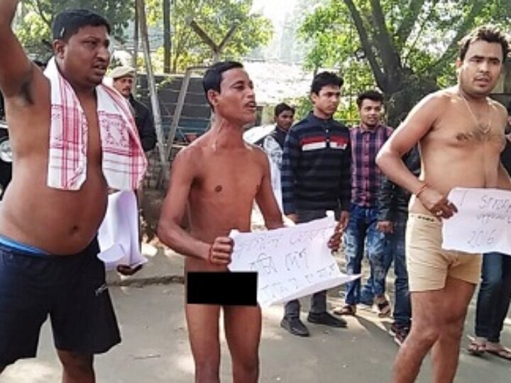 Citizenship Bill stir: 3 KMSS activists protest naked in Assam Citizenship Bill stir: 3 KMSS activists protest naked in Assam