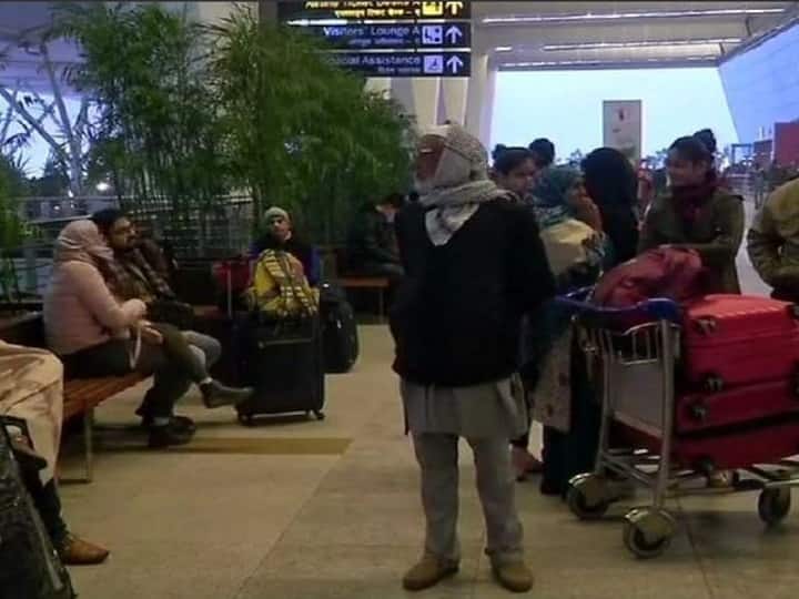 Several flights to/from Delhi delayed due to dense fog. No flights cancelled/diverted, while many flights are on hold at the runway. (ANI)