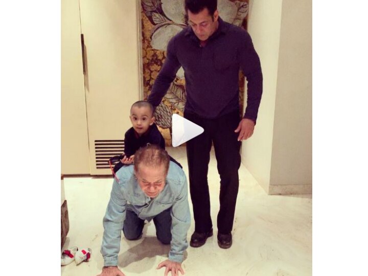 VIDEO: Salman Khan's father Salim Khan gives a horse ride to Arpita Khan's son Ahil Sharma! VIDEO: Salman Khan walks alongside baby Ahil as Salim Khan gives him a horse ride!