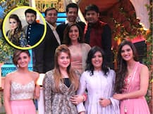 Kapil Sharma\'s wife Ginni Chatrath visits \'The Kapil Sharma Show\' sets, poses with Mohan sisters & Nihaar Pandya!