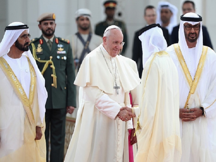 Pope Francis reaches UAE in historic visit; receives grand welcome Pope Francis receives grand welcome on reaching UAE; becomes first pontiff to visit Arabian Peninsula