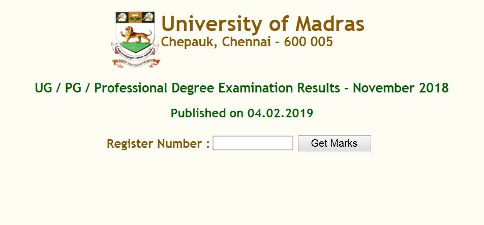 Madras University results 2018: UG/PG November scores DECLARED! Check direct link