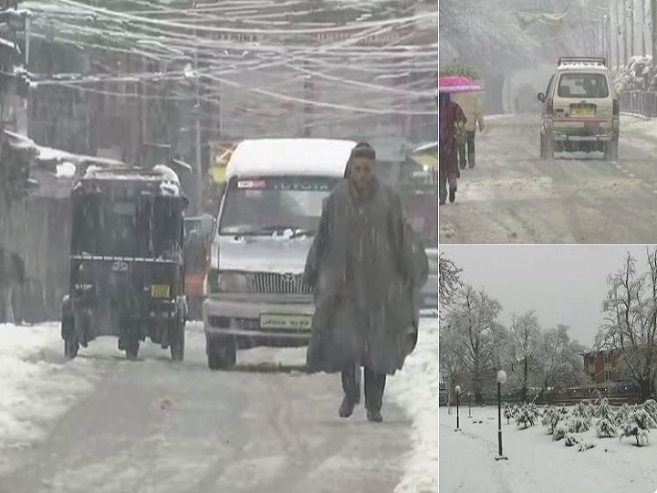 Heavy snow in Jammu and Kashmir, roads closed, flights cancelled; Watch Video Heavy snow in Jammu and Kashmir, roads closed, flights cancelled; Watch Video