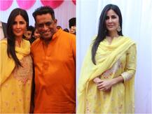 In PICS: Katrina Kaif looks beautiful in yellow as she attends Anurag Basu’s Saraswati Puja