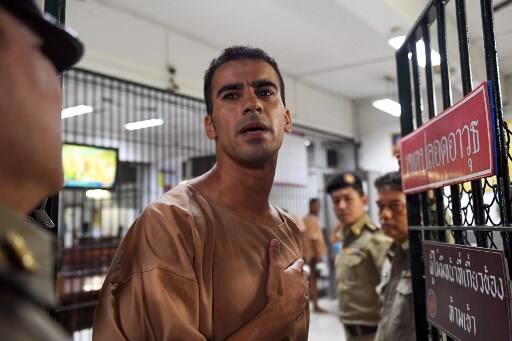 Al-Araibi was detained in Bangkok in November on an Interpol notice requested by Bahrain. He had travelled to the Thai capital on honeymoon. (Photo by Lillian SUWANRUMPHA / AFP)