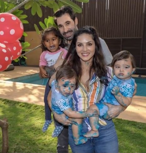 Sunny Leone CELEBRATES twin sons Noah and Asher's FIRST BIRTHDAY with family; See photos & video