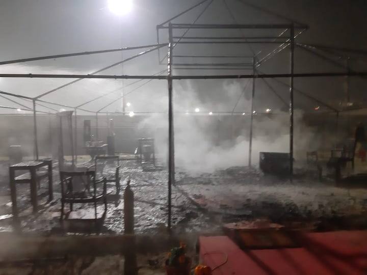 PRAYAGRAJ: On late Tuesday night, Bihar Governor Lalji Tandon had a close call when a major fire broke out in his tent in the Kumbh city.