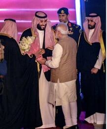 PICS: Saudi crown prince Mohammed-bin-Salman reaches India; PM Narendra Modi receives him at airport