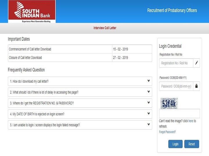 South Indian Bank PO Interview Admit Card 2019 out at southindianbank.com, Download Now  South Indian Bank PO Interview Admit Card 2019 out at southindianbank.com, Download Now