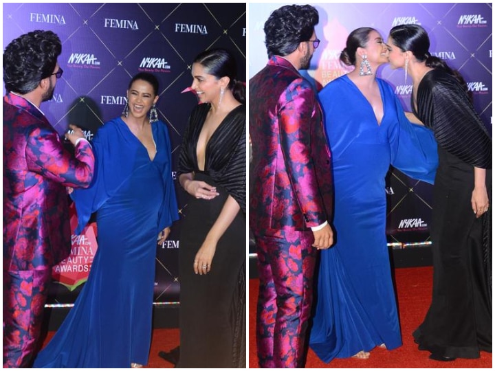 Femina Beauty Awards 2019: Pregnant Surveen Chawla greets Ranveer Singh-Deepika Padukone at the red carpet; Flaunts heavy baby bump! PICS & VIDEOS! PICS & VIDEOS: Ranveer-Deepika greets pregnant Surveen Chawla at 'Femina Beauty Awards' red carpet!