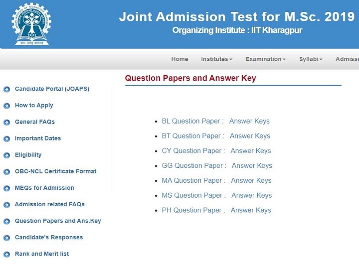 IIT JAM 2019 Answer Keys & Question Papers released at jam.iitkgp.ac.in, Objection Process to begin soon! IIT JAM 2019 Answer Keys & Question Papers released, Objection Process to begin soon!