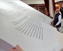PHOTOS: PM Modi unveils 800 kg Bhagwad Gita! This is what it looks like