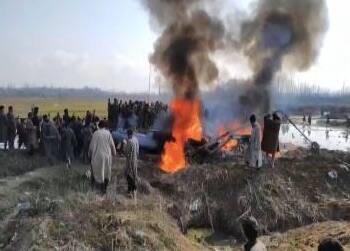 The chopper crashed in an open field near Garend Kalaan village in Budgam at 10.05 am, the officials said.