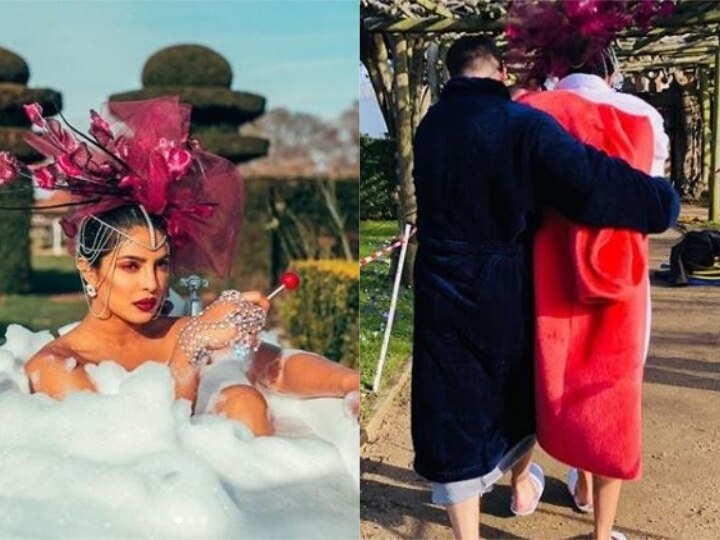 Priyanka Chopra gets a warm hug from Nick Jonas after her glam bath; Check out these Behind-the-scenes pics & videos from Sucker Priyanka Chopra gets a warm hug from Nick Jonas after her glam bath; Check out these Behind-the-scenes pics & videos from Sucker