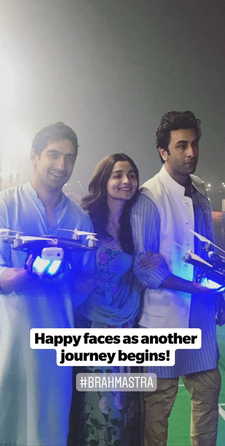 Alia Bhatt and Ranbir Kapoor can be seen beaming with joy as they get ready to unveil what the film’s team is calling ‘spectacle’. 