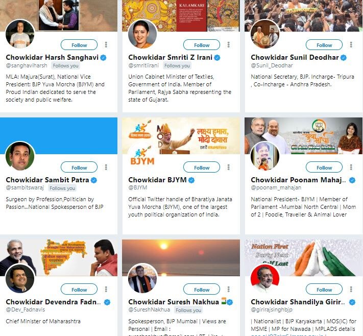 Chowkidar Narendra Modi': PM changes name on Twitter ahead of Lok Sabha polls, top BJP leaders follow