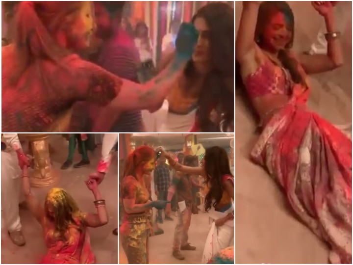 Komolika Hina Khan & Prerna Erica Fernandes play Holi with each other on Kasautii Zindagii Kay sets! NO COLD WAR! WATCH: Komolika Hina Khan & Prerna Erica Fernandes play Holi together on Kasautii Zindagii Kay sets!