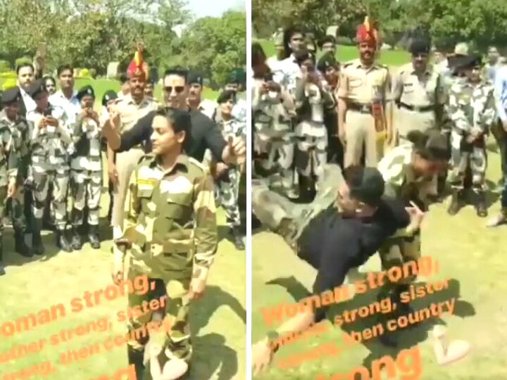 VIDEOS: Akshay Kumar defeated by woman officer in mock fight during Holi-spl show with ABP News! VIDEOS: Akshay Kumar defeated by woman officer in mock fight during Holi-spl show with ABP News!