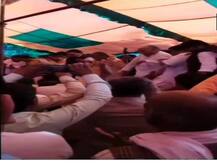 SHOCKING video: Stage collapses during BJP\'s Holi Milan event in Sambhal, UP